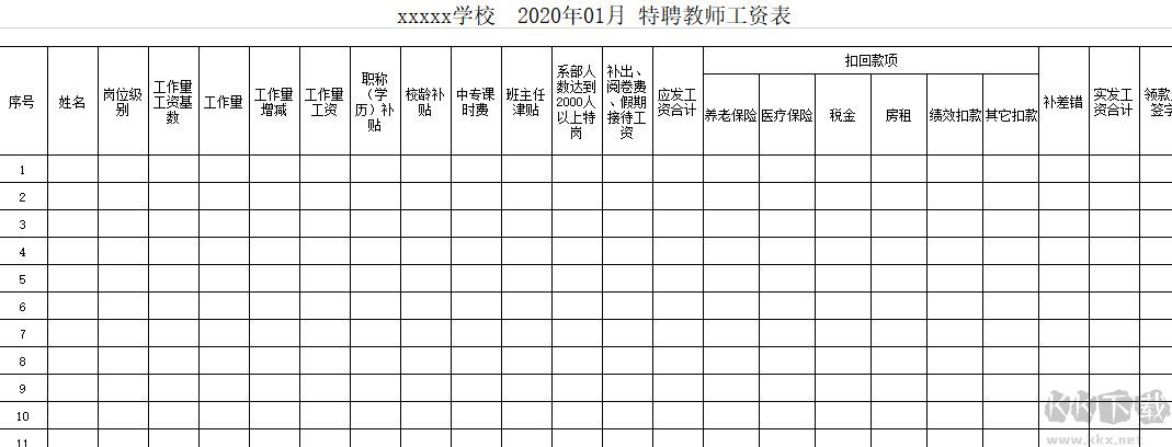 工资表模板_工资表模板免费下载