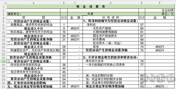 现金流量表Excel模板