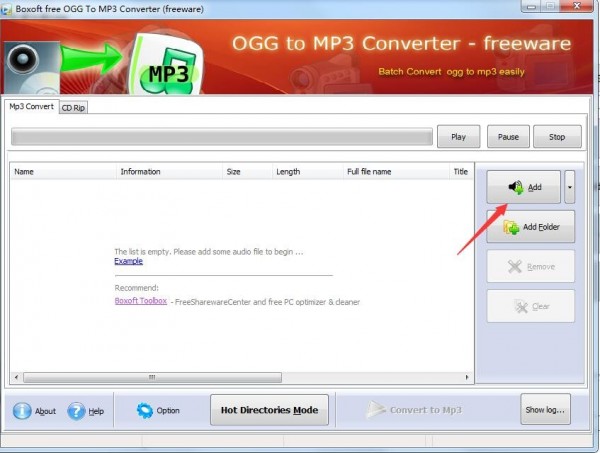 Boxoft OGG to MP3 Converter(OGG到MP3转换器) 1.0 官方版