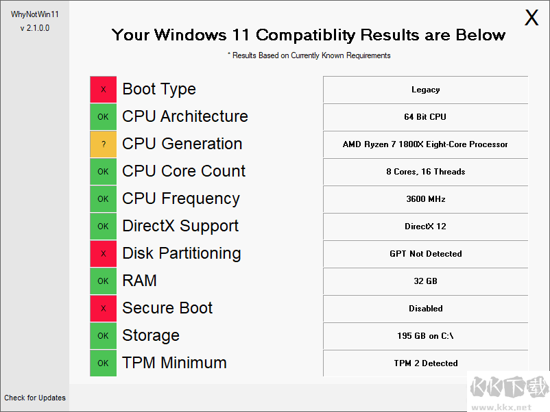 WhyNotWin11(一键检测Win11升级条件工具)