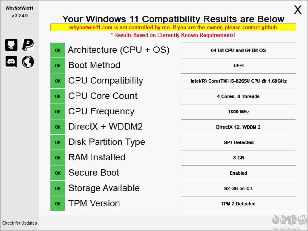 WhyNotWin11(一键检测Win11升级条件工具)