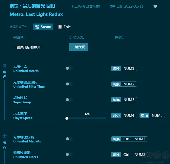 地铁：最后的曙光 回归十三项修改器