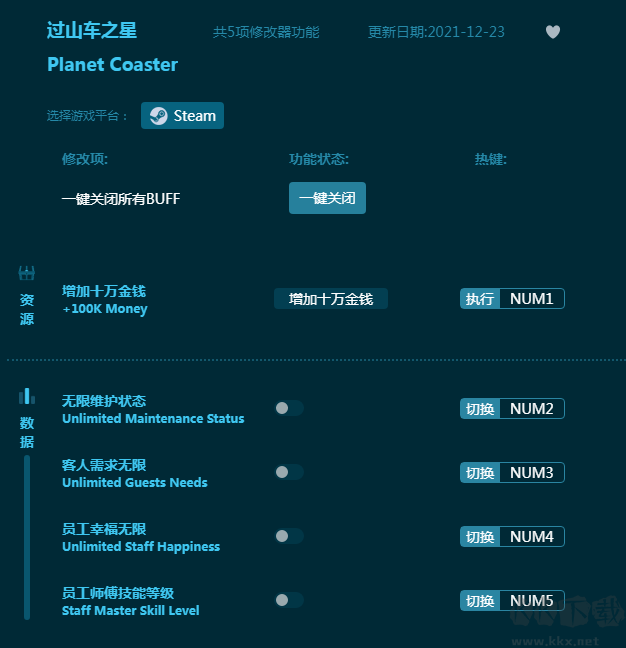 过山车之星五项修改器