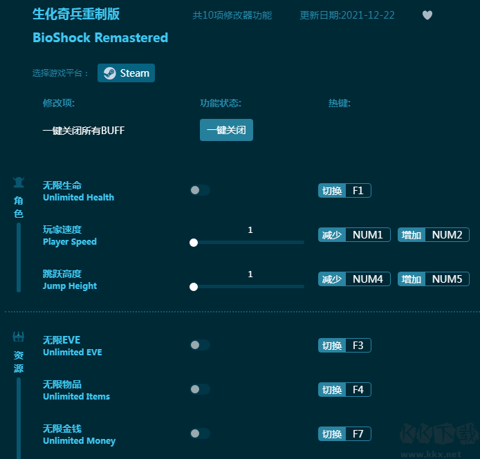 生化奇兵重制版十项修改器