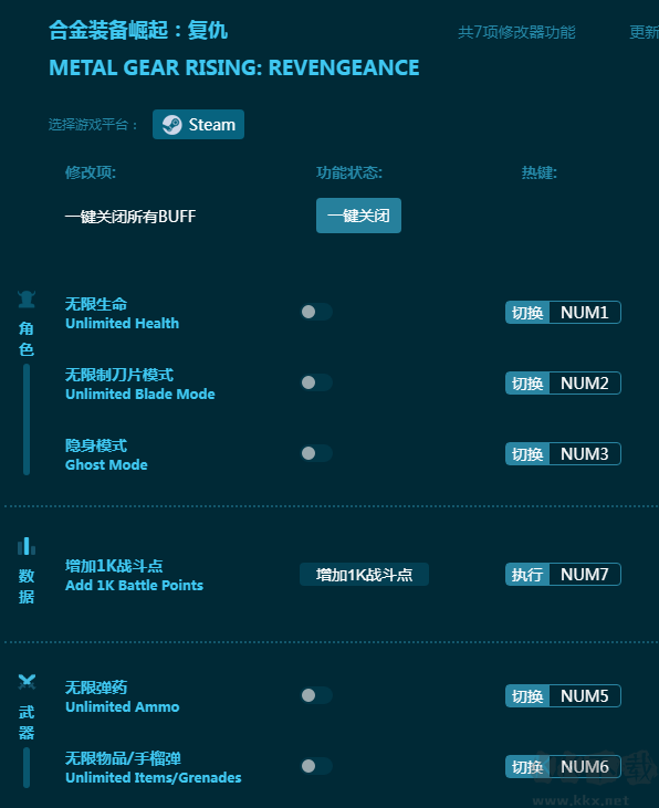 合金装备崛起:复仇七项修改器