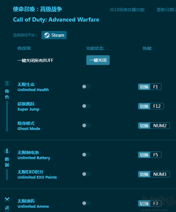 使命召唤:高级战争十八项修改器