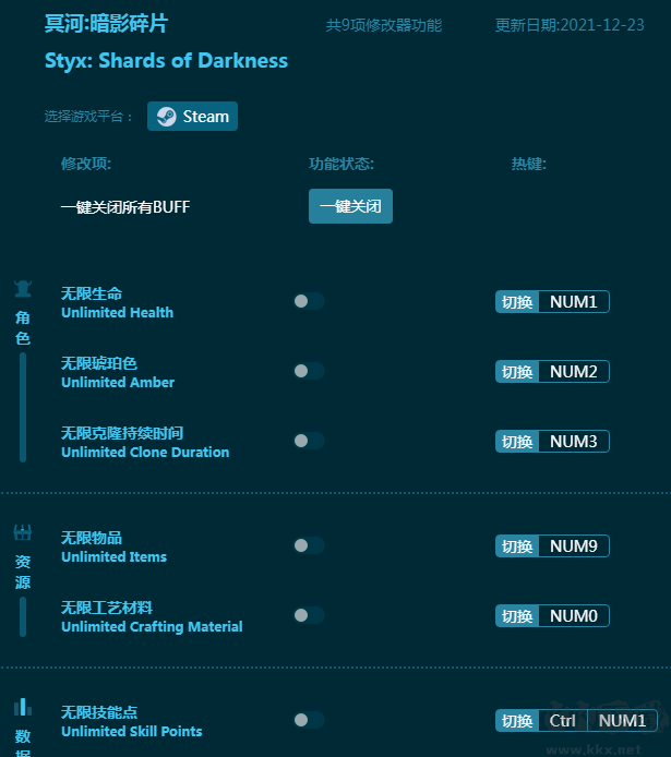 冥河:暗影碎片九项修改器