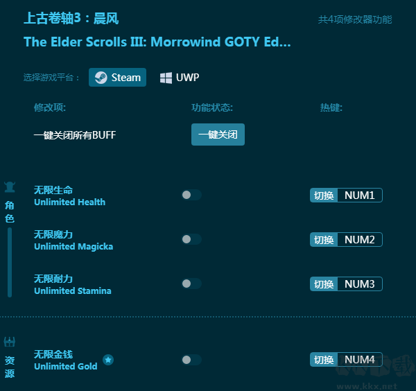 上古卷轴3:晨风四项修改器
