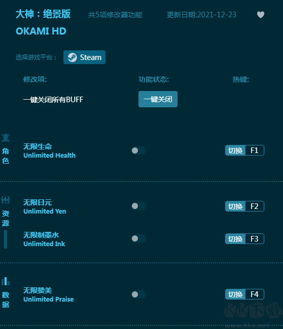 大神:绝景版五项修改器