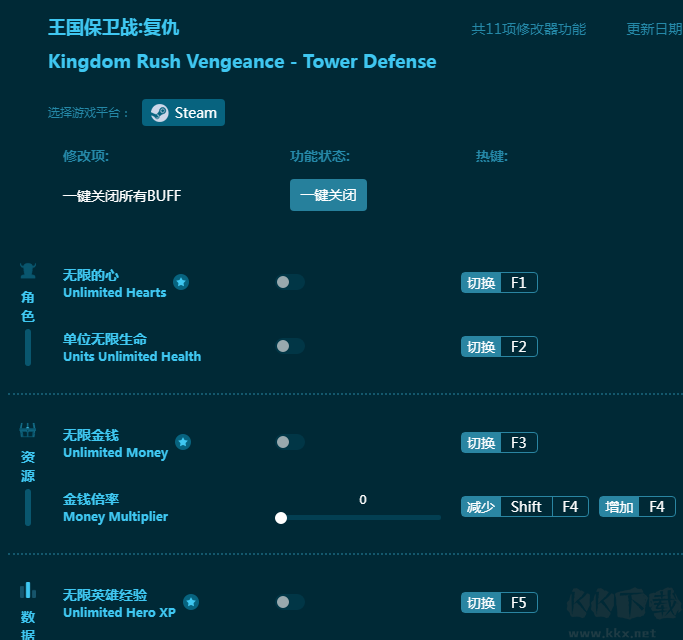 王国保卫战复仇十一项修改器