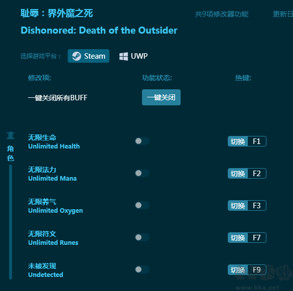 耻辱:界外魔之死九项修改器