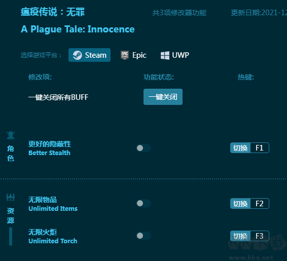 瘟疫传说：无罪三项修改器