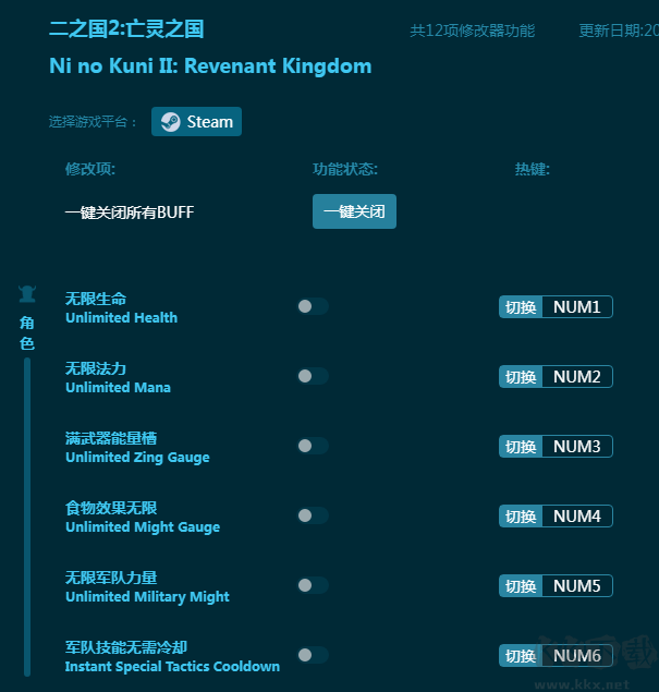 二之国2:亡灵之国十二项修改器