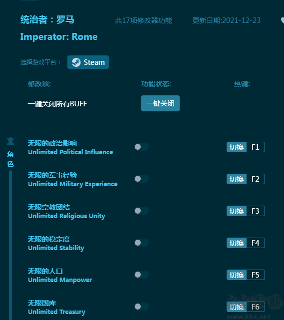 统治者：罗马十七项修改器