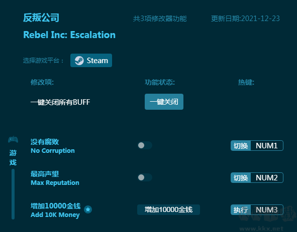 反叛公司三项修改器