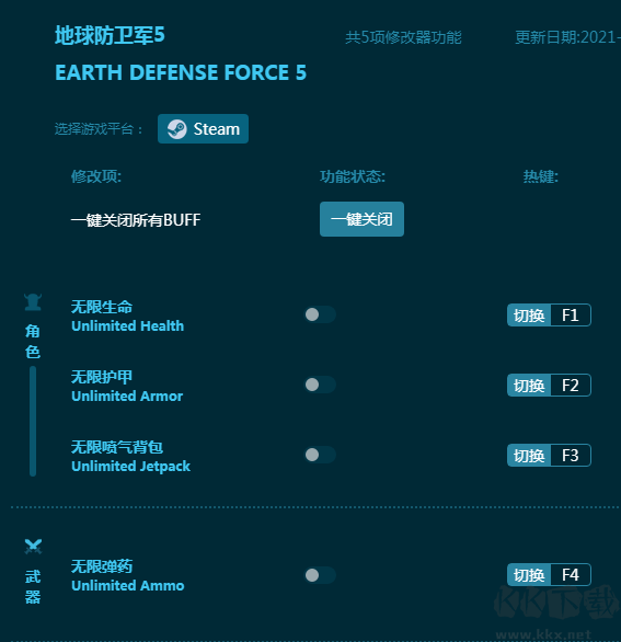 地球防卫军5五项修改器