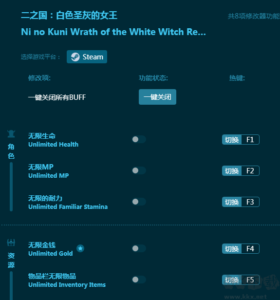 二之国：白色圣灰的女王八项修改器