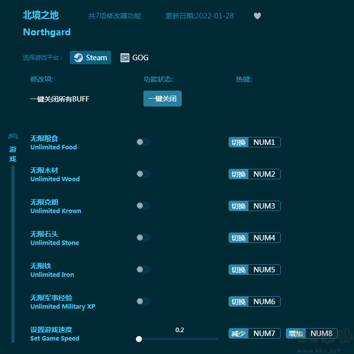 北境之地七项修改器