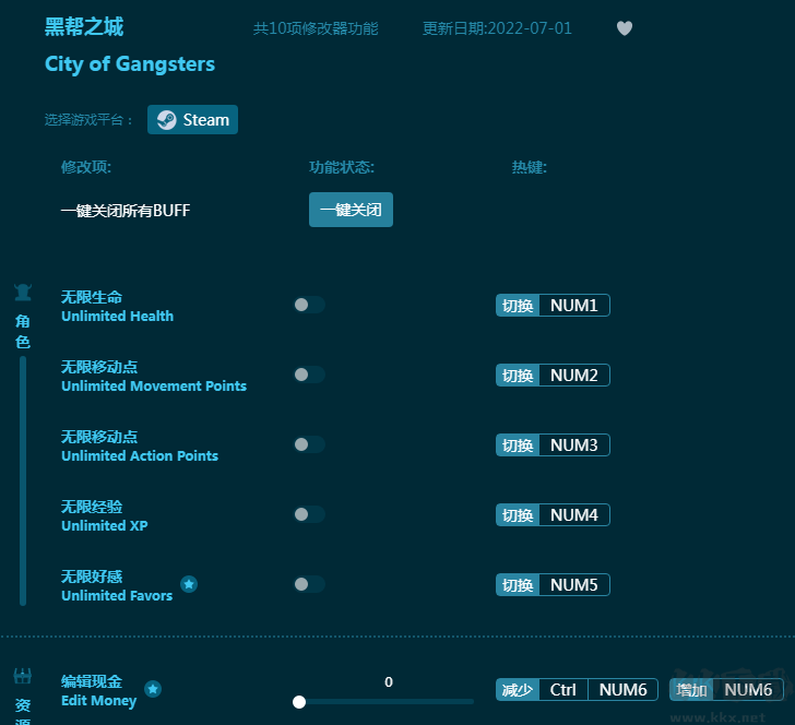 黑帮之城十项修改器