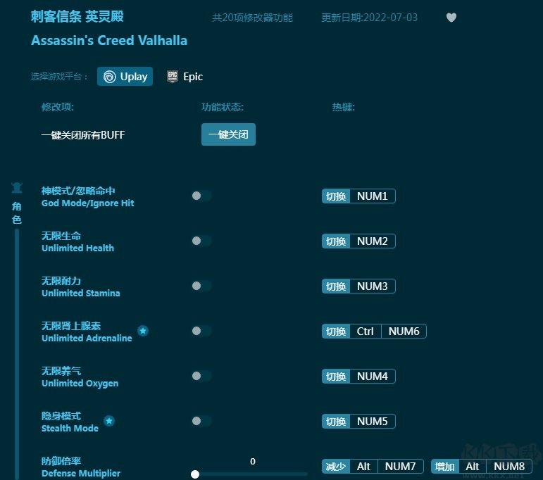 刺客信条英灵殿万能修改器