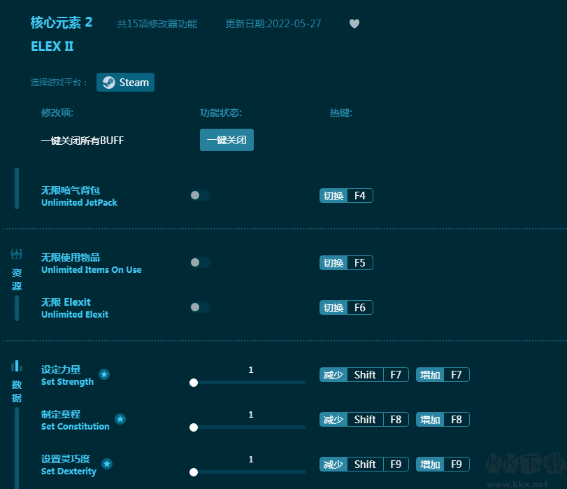 核心元素2十五项修改器