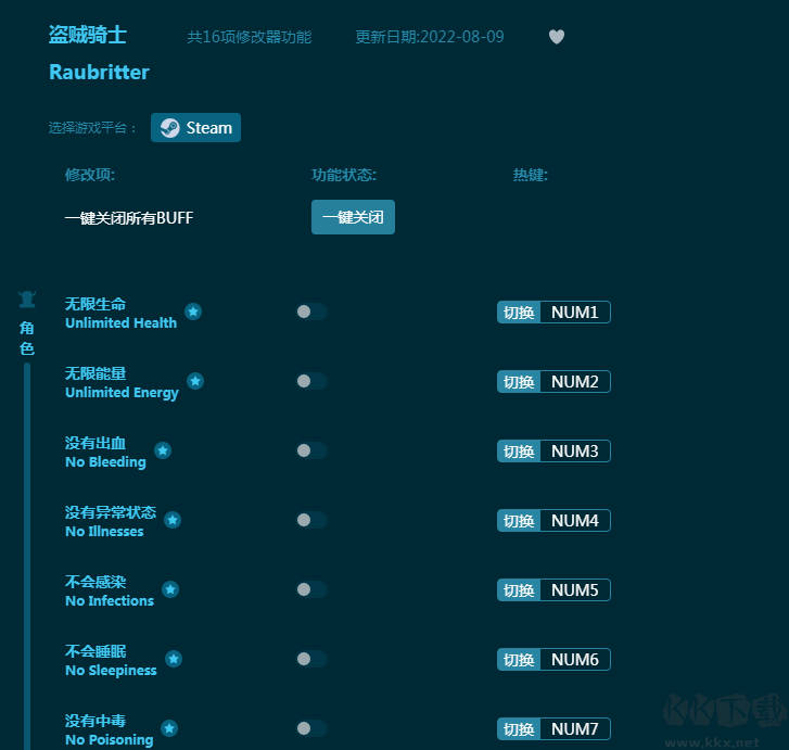 盗贼骑士十六项修改器