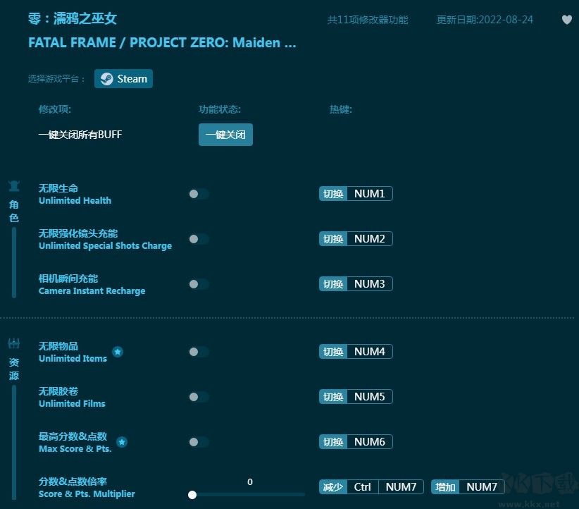 零濡鸦之巫女十一项修改器