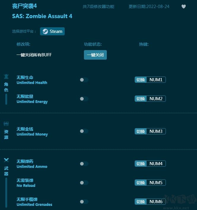 丧尸突袭4七项修改器