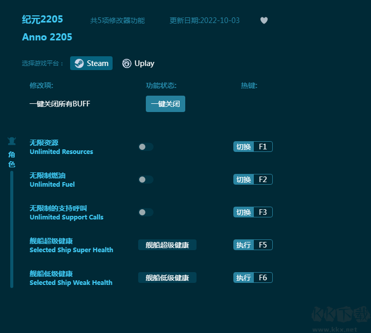 纪元2205五项修改器