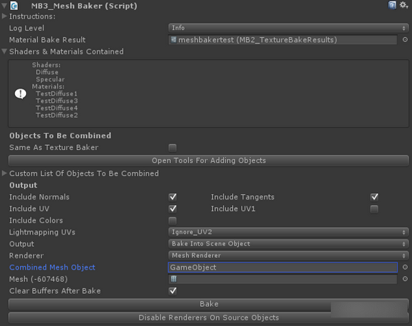 unity游戏插件Mesh Baker