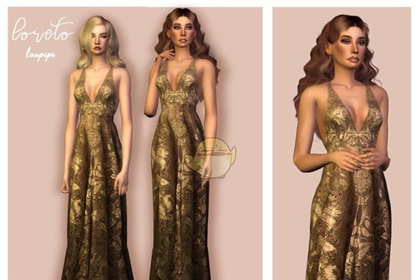 模拟人生4暗金高贵奢华修身晚礼服MOD