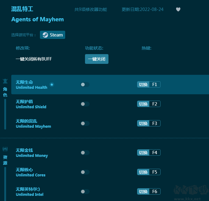 混乱特工九项修改器