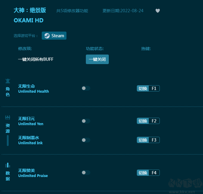 大神:绝景版五项修改器