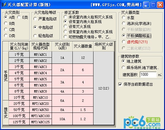 灭火器配置计算