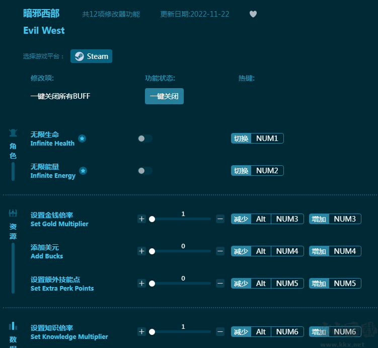 暗邪西部十二项修改器