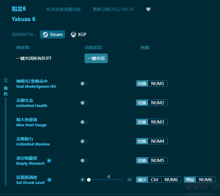 如龙6二十八项修改器