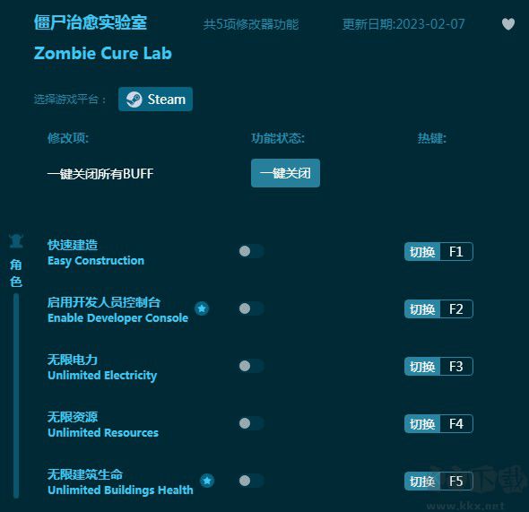 僵尸治愈实验室五项修改器
