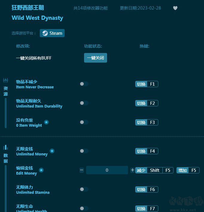 狂野西部王朝十四项修改器