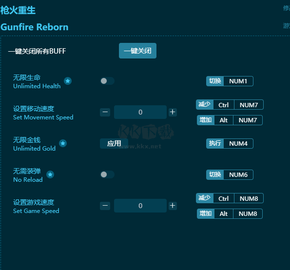 枪火重生九项修改器