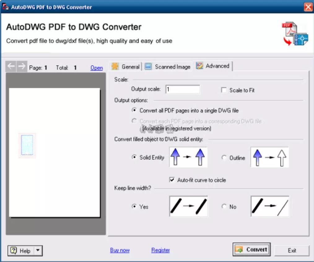 PDFIn PDF to DWG Converter文档格式转换工具