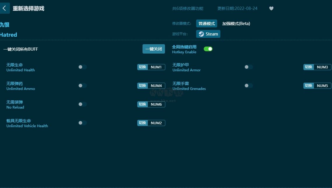 仇恨六项修改器