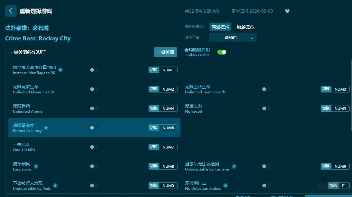 法外枭雄:滚石城二十二项修改器