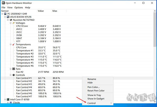 Open Hardware Monitor中文版(电脑硬件检测工具)