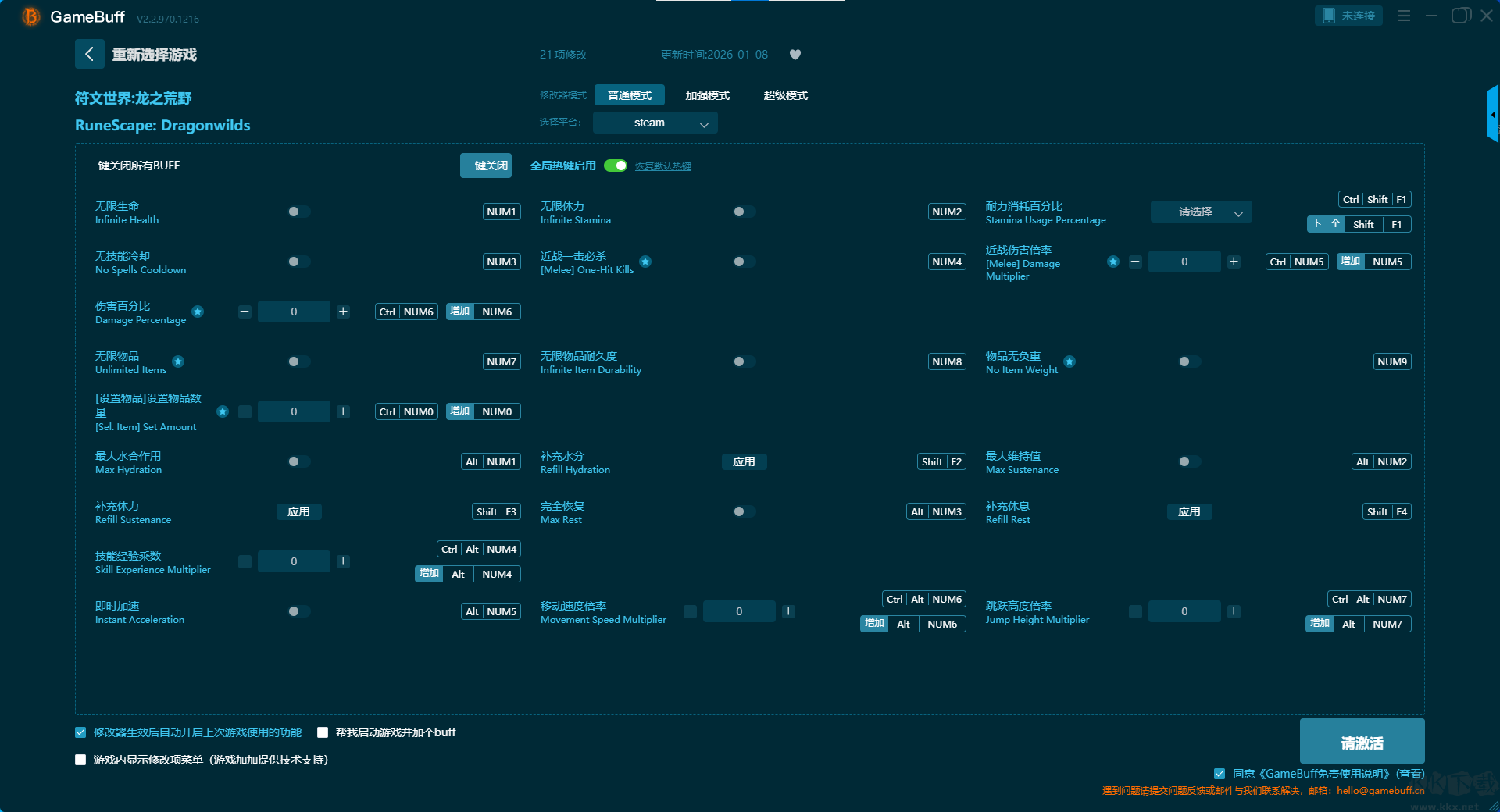 符文世界龙之荒野二十一项修改器
