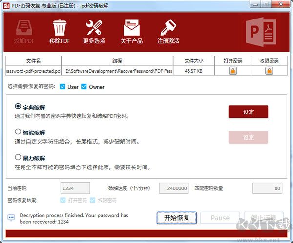 PDF密码恢复工具