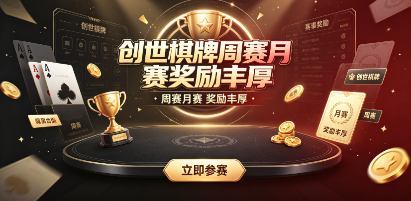 创世棋牌周赛月赛奖励丰厚-创世棋牌参赛赢惊喜大奖-创世棋牌团体模式奖励诱人