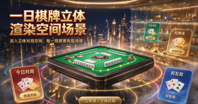 一日棋牌立体渲染空间场景-一日棋牌细节逼真沉浸对局-一日棋牌玩法繁多简单快感